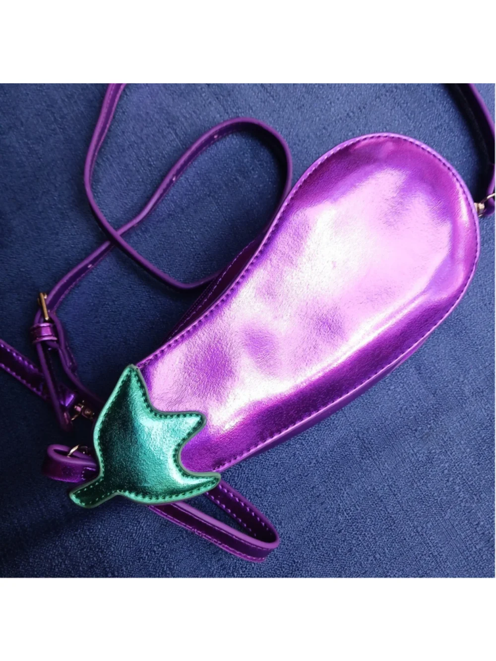 Shiny Eggplant Novelty Purse 3:00 AM Forever Emoji Crossbody/wristlet Aubergine
